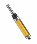 Pro Grade Double Bearing Flush Trim Router Bit Set Two Pack One Quarter Inch Shank One Half Inch Cutting Diameter close-up view.