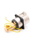 Heavy Duty Ev High Voltage Connector Metal One Pin Socket For Electric Vehicles with yellow wires and metal shell.