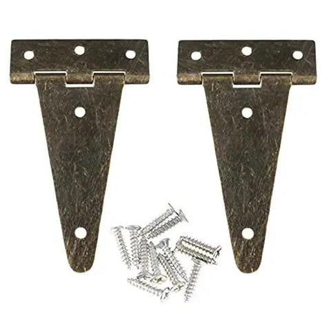 Heavy Duty Flat T Hinge Rock Solid Bronze Finish Galvanized Steel Wooden Box And Wine Crate Barn Door Hardware with screws