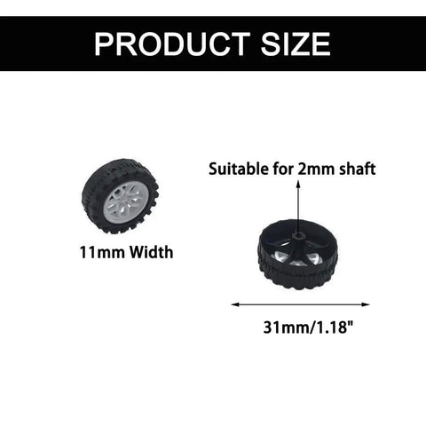 40Pcs Plastic Toy Wheels With 2mm Shafts For DIY RC Cars, Trucks, Robots And Models White Set Includes 20 Shaft Rods For Easy Custom Builds