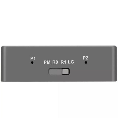 Slick Aluminum M.2 NVMe SSD RAID Enclosure showing control panel with R0 R1 settings and indicator lights.