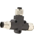 M12 T Type Connector A Code Male To Female Unshielded IP67 Waterproof Field Wired Sensor Plug Adapter, front view