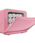 8L Towel Warmer Cabinet For Facial Spa Holds 12 To 16 Towels Great For Home Salon Vibe Pink Compact Space Saver open with towels inside