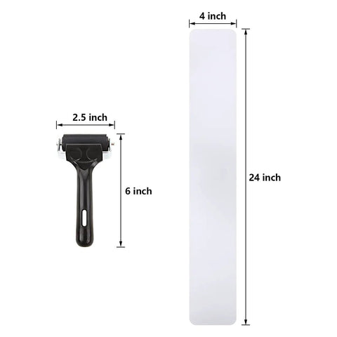 Non Slip Stair Treads 4x24 Inches, 15 Pack Transparent Anti Slip Strips, Waterproof PEVA with installation roller