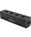 Aluminum Rectangle Pencil Pneumatic Manifold With One Inlet To Four Outlets Three Eighths NPT Inlet And One Quarter NPT Outlets
