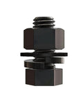 Close-up of 7/16-14 x 1 Inch Hex Head Cap Screw Set with Nuts, Flat Washers, and Lock Washers, SAE Grade 5 Steel, Black Oxide Finish