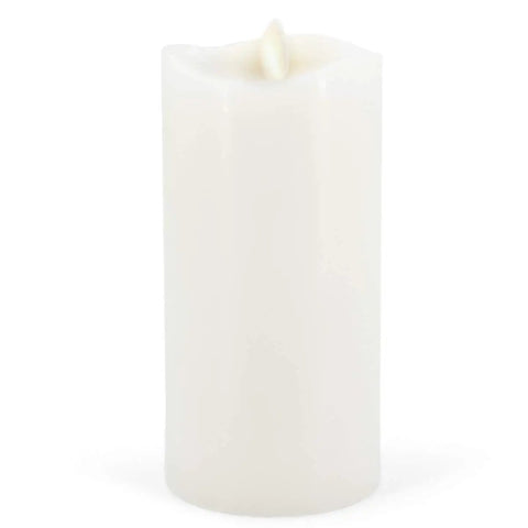 Oversized Flameless Pillar Candle White Unscented Real Wax LED Battery Operated 7.5 Inch Tall with Melted Edge and Flickering Flame Effect