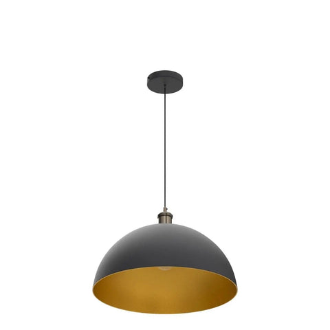 Vintage Industrial Dome Pendant Light With Black And Gold Finish Dope Warm Amber Glow For Kitchen Island Hallway Bedroom Or Farmhouse Chandeliers Edison Style 2000K To 2700K Lighting Fixture, dome view.