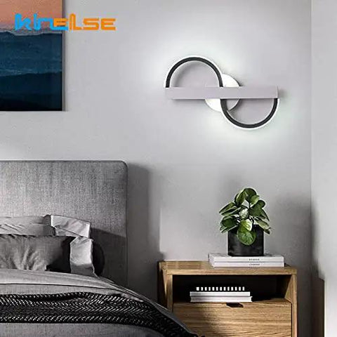 Modern Minimalism LED Wall Lamps 8W Indoor Living Room Bedside Sconces Corridor Office Bedroom Home Decor Wall Lighting Fixtures (C Warm White (2700 3500K)) mounted above a modern bed.