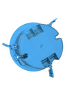 Four And A Quarter Inch Round Old Work Ceiling Box Non Metallic Construction Eighteen Cubic Inches Diameter Four And A Quarter Inch Fixture Box For DIY Electrical Projects Ceiling Lighting Switches And Outlets Durable Plastic Pro Grade top view