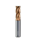 Carbide Roughing End Mill, Half Inch Cutting Diameter, Four Flute, Half Inch Shank, Three Inch Overall Length, TiN Coated For Hardened Steels And Alloy Steels, Durable Metalworking Milling Tool For Precision Jobs