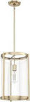 Astwood One Light Alturas Gold Pendant Light With Dimmable Cylinder Cage Style featuring clear glass shade and gold finish