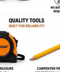 FORGEDGE Magnetic Stud Finder Set, 2-Pack with Level, Tape Measure, Carpenter Pencil & Storage Case, showing tape measure and pencil.
