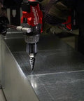 Milwaukee cordless drill using Step Drill Bit No 1 For Cordless Drills At Turbo Speed From One Eighth Inch To One Half Inch on metal