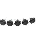 7 Star Knob Stud 1/4-20, Five Pack For Featherboards And Jigs, black knobs with threaded studs, front view