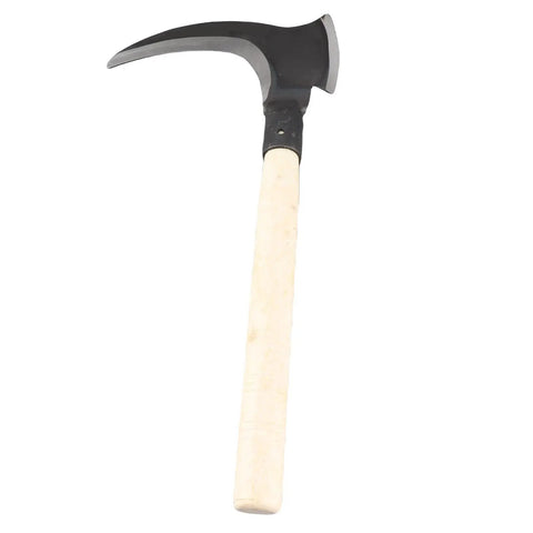Heavy Duty Weeding Sickle With Wooden Handle, High Manganese Steel Garden Tool, Double Blade Scythe For Lawn Care, Rustproof