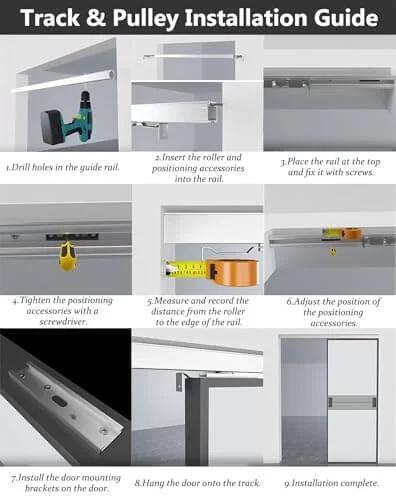 Installation guide for Soft Close Sliding Pocket Door Track Kit With Dual Soft Close Design, 11.2 Ft Barn Door Hardware.