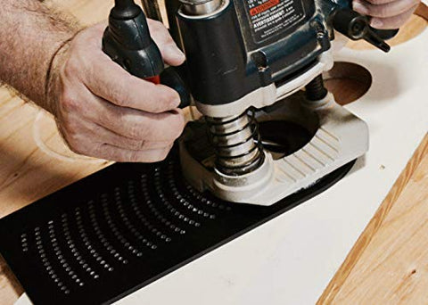 Circle Cutting Router Jig With Pro Grade Precision used on wood, showcasing 256 circle sizes on industrial grade polycarbonate.