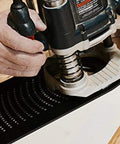 Pro Circle Cutting Router Jig, Polycarbonate Precision Tool For Woodworking, close-up view in use for precise circle cutting