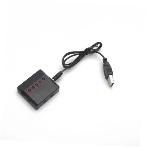 3.7V LiPo Battery Charger For RC Quadcopters 5 In 1 Portable Station with USB cable, black with red indicators