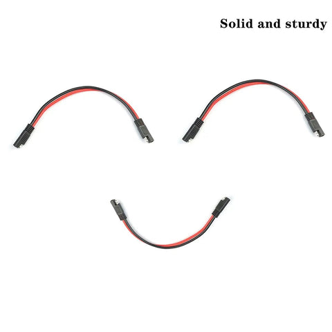 Three 12 inch red and black 12 AWG SAE connectors from 5 Pack 12 Gauge 2 Pin Quick Disconnect Polarized SAE Connector Wire Harness.