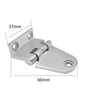 Rock Solid Polished Bent Plate Hinges Crafted From Quality 316 Stainless Steel smooth action 60x37mm bracket shown from top angle.