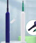 Front view: Enajucy 2pcs fiber optic cleaner pens, blue and white with color-coded tips for LC/SC connectors.
