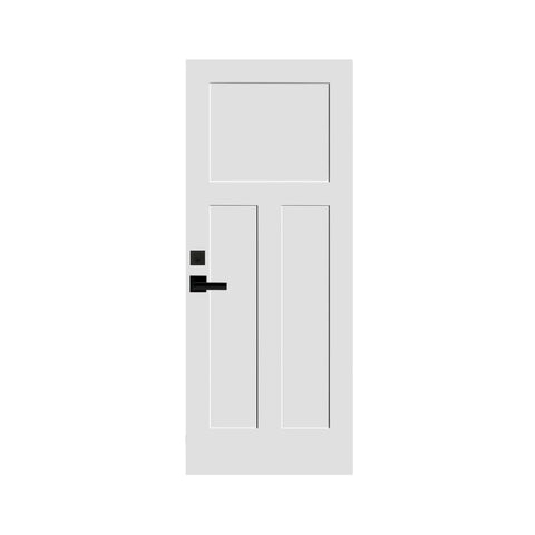 Utica Square Entrance Lever And Single Cylinder Deadbolt Combo Pack Matte Black For Interior And Exterior Doors, installed on door