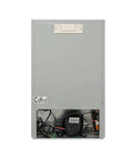 Top Notch 3 Cubic Ft Compact Upright Freezer Fingerprint Resistant Stainless Steel Finish back view with compressor and wiring.