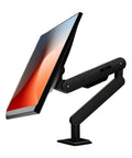 Heavy Duty Monitor Mount With Super Slick Cable Management And Hella Sturdy No Drill Clamp with adjustable tilt and swivel.