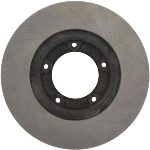 Front brake rotor; cast-iron construction with five-lug bolt pattern and center bore.