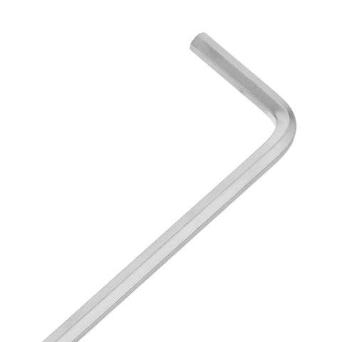 Durable 2Pc Metric Hex Key Wrench Set With Ball End Design Built From Heavy Duty Alloy Steel For Tough Jobs Featuring A Matte Chrome Finish That Looks Cool And Performs Like A Champ. Ball-end hex key wrench in matte chrome alloy steel, angled view