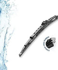 18 Inch All Season Wiper Blades Streak Free Rubber With Graphite Coating on steel frame against water splash