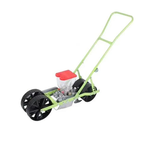 Manual Seed Planter For Beans And Corn Garden Seeder Handheld Spreader metal frame with handle and wheels