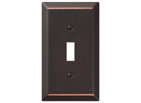 Mid Century Modern Wallplate With 1 Toggle In Steel Aged Bronze Finish 1 Pack Snazzy Durable Electrical Cover Plate