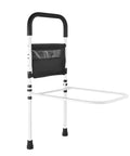 2-In-1 Bed Safety Rails For Seniors With Handy Hand Rail, suitable for twin to king beds, white rail with black accents
