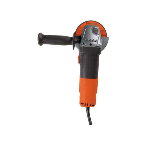 Beefy 4-1/2 Inch Angle Grinder With 6.5 Amp Motor Heavy Duty Metal Gear Case front view showing spindle lock and side handle