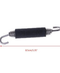 2 Pack 85mm Stainless Steel Exhaust Spring Hooks For Motorcycle Universal Fit with silica gel lined ends displayed on white background