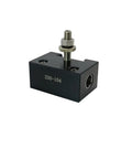 Side view of metal tool holder from 8 Piece Wedge Type Quick Change Tool Post Kit For Lathe With Tool Holders For 6 To 12 Inch Swing Diameter