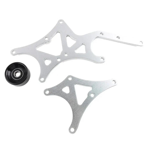 Driver Side Transmission Mount Bracket Kit For LS Trucks And SUVs 1999 To 2014 Engine Family With Alternator And Power Steering Pump Mounts Bolt On Heavy Duty Aluminum Build Easy Fit Car Accessory, aluminum bracket and pulley
