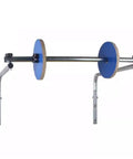 Wall Mounted Bubble Wrap Dispenser For Packing And Shipping with galvanized pipe frame and blue spacers, mounted setup