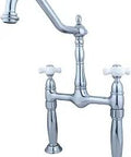 Drip-Free Vessel Sink Faucet With Solid Brass Construction, Polished Chrome Finish, Two Handle Deck Mount, side view.