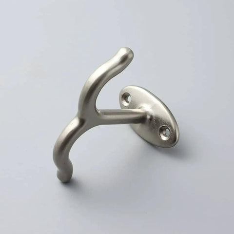 Side view of a zinc alloy double prong ceiling hook for closet, kitchen, bathroom, and garage, easy install with screws.