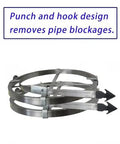 Heavy Duty Manganese Steel Sewer Snake Drain Rooter With Comfort Grip Handle for clearing blockages with punch and hook design.