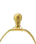 Two Piece Antique Brass Lamp Finials Set For Lamp Shade Nut Screw Cap Metal Knob Topper Decorative Replacement DIY Table Or Floor Light Harp Adapter Kit installed on lamp.