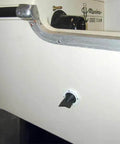 Boat with installed Duck Bill Scupper Replacement For Flapper Scuppers White And Black Seals Tight Under Water Pressure No Frills Universal Fit