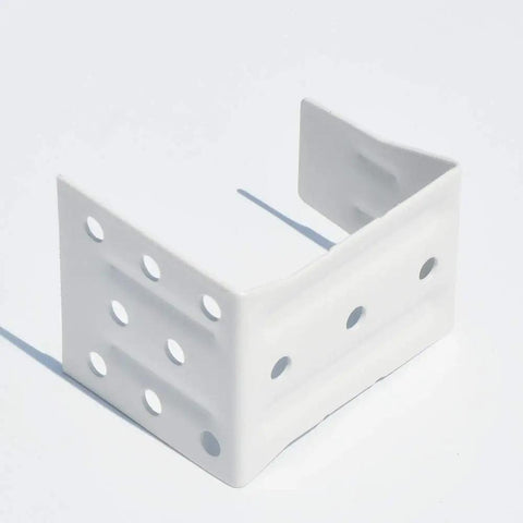 Center Support Bracket 2 Pack White For 2 Inch High Profile Window Blinds Headrail Holder Beefy Steel Hinged Design, side view