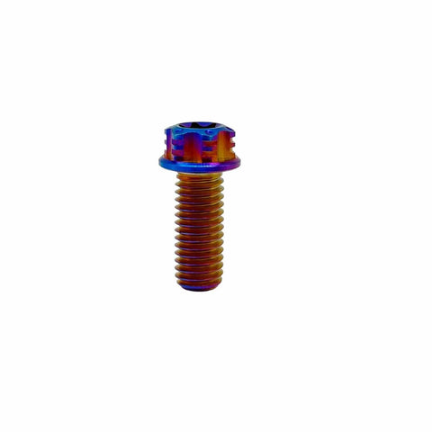 Burnt Blue Titanium Motorcycle Bolts M10 1.5 Hex Torx Head Pack Of 5 Beefy Dual Drive Flange Bolts Lightweight Tough As Nails For Performance Bikes Rustproof And Corrosion Resistant For Long Lasting Performance