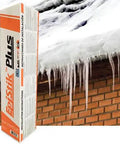 48 Mil Synthetic Roofing Underlayment Peel And Stick Self Adhered High Temperature Membrane Rock Solid Heavy Duty Weather Barrier Contractor Favorite Job Site Ready on a brick surface with icicles.