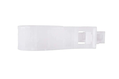 Close-up of a single non-metallic loop hanger from the Loop Cable Hangers For Communications Cable Support 50 Pack Two And A Half Inch Regular Flexible Non Metal Hangers For CAT5 CAT6 CAT7 And Fiber Optic Cables Stacks On Beams Rotates To Any Angle And Keeps Your Cable Game Tight And Tidy.